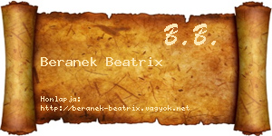 Beranek Beatrix névjegykártya